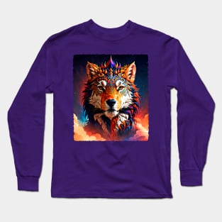 Celestial Doggon (Vintage Edge) - Trippy Psychedelic Art Long Sleeve T-Shirt